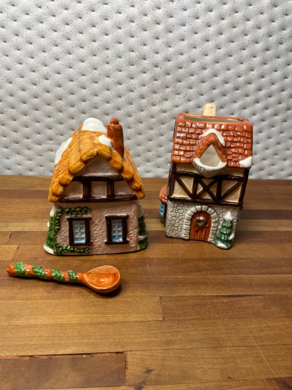Vintage Christmas Village Cream and Sugar Set